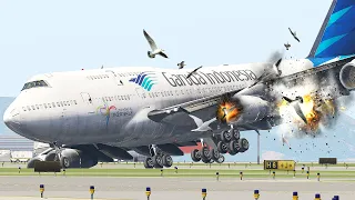 B747 Bird Strike Emergency Landing | X-Plane 11