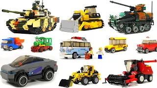 LEGO Bricks sets:  tanks, police cars, military trucks