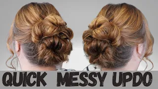 EASY messy bun updo hairstyle - Fine Thin hair