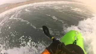 Kayak surfing at Saunton (SPH)