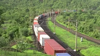 Containers Climbing Bhor Ghat with 3 Engines