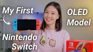 Unboxing My FIRST Nintendo Switch!! | OLED Model First Impressions