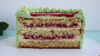 Pistachio raspberry cake