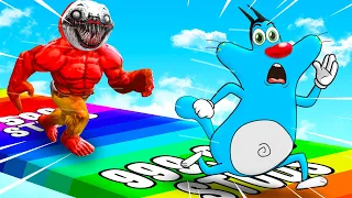 Roblox Race Clicker Challenge With Creepy Monster's With Oggy And Jack | Rock Indian Gamer |