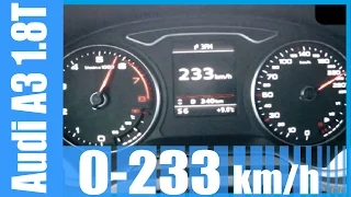 2015 Audi A3 1.8 TFSI 0-233 km/h 180 HP S-Tronic GREAT! Acceleration & Top Speed Run