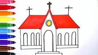 CHURCH ⛪Drawing, Painting and Coloring for Kids & Toddlers | Easy Step by Step Guide