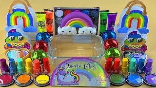RAINBOW SLIME Mixing makeup and glitter into Clear Slime Satisfying Slime Videos 1080p