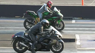 H2 Kawasaki Vs Hayabusa - superbikes drag racing