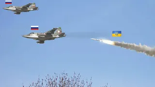 Scary moment! Russian Su-25 fighter pilot tragically dies after being ambushed by a patriot missile.