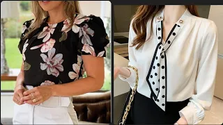 Top 50+ most attractive and affordable dots print chiffon ruffle blouse/shirts design and ideas