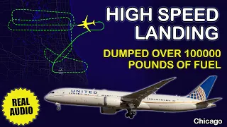 High speed landing. Stuck flaps. United Boeing 787-9 Dreamliner returned to O’Hare. Real ATC