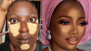 VIRAL BOMB💣👉😱🔥Nigerian Gele & Makeup Bridal Transformation🔥😳 Cirurgia Plastica 💉😳🔥😱 Makeup Tutorial