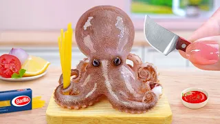 Italy Pasta 🍜 Best Octopus Spaghetti With Tomato Sauce In Miniature Kitchen 😍 Tina Mini Cooking
