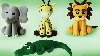 🔴DIY how to make SAFARI ANIMALS SPECIAL COMPILATION MINIATURE Easy Polymer Clay, Fondant cake topper