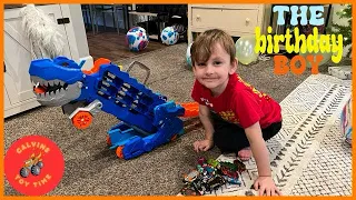 Hot Wheels City Ultimate T-Rex Transporter! It’s Calvin’s Birthday!! 🥳