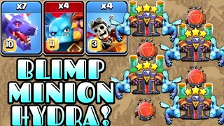 4 Super Minion Blimp Attack With Hydra!! 7 Dragon + 4 Dragon Rider - Th15 Attack Strategy | COC TH15