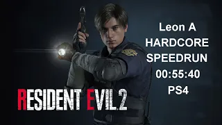 RESIDENT EVIL 2 REMAKE Leon A Hardcore Speedrun in 00:55:40 PS4 World Record JUL/24/2022