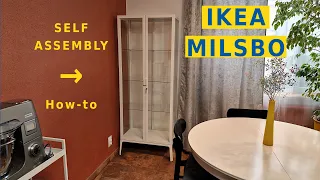 IKEA MILSBO Glass-door cabinet - furniture for home and business. Display Case & Showcase with lock.