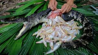 Unbelievable Found catch n Crocodile the kill Crocodile see Fish Stomach n Cooking Eating