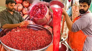 BEST Way to Open Pomegranate | How to Make Pomegranate Fruit Juice | Street Bloody Red Anar Sarbath.