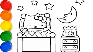 Hello kitty sleeping Drawing, painting, and coloring for kids & toddler | @colourfulkids1