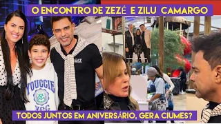 O ENCONTRO DE ZEZÉ  DE CAMARGO,ZILU CAMARGO E GRACIELE LACERDA EM ANIVERSÁRIO  DO NETO.