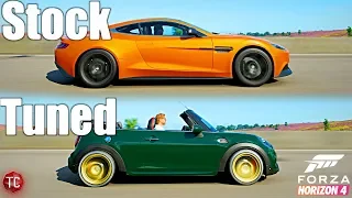 Forza Horizon 4: Stock vs Tuned! NEW 2018 Mini JCW Convertible vs Aston Martin Vanquish