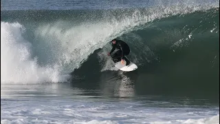 Surfing super fast barrels in LA during this wind swell