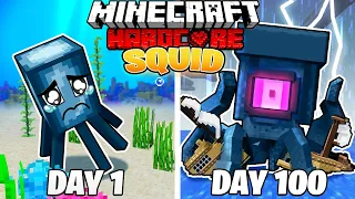 I Survived 100 DAYS as a SQUID in HARDCORE Minecraft!