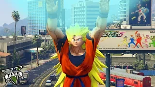 GTA V - MODS - GOKU SUPER SAIYAJIN 3 com GENKI DAMA!