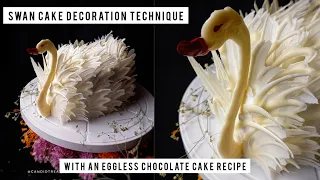 100% Perfect Eggless Chocolate Cake | Swan Cake Decoration Technique |  Cake Decorating Ideas