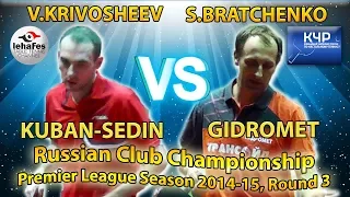 Vyacheslav KRIVOSHEEV - Sergey BRATCHENKO Russian Club Championships Table Tennis