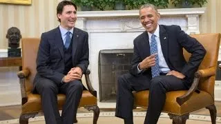 Obama and Trudeau talk hockey, climate change