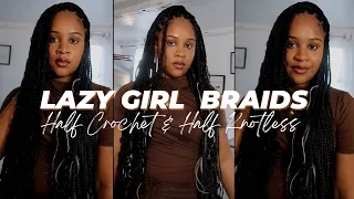 LAZY GIRL BRAIDS: Half Knotless Box Braids, Half Crochet Braids (Phosphe Hair on Amazon)