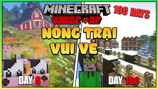 KiroMc tóm tắt 100 ngày xây dựng thị trấn nông trại vui vẻ trong sinh tồn Minecraft siêu khó