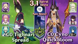 NEW SPIRAL ABYSS 3.1! C0 Tighnari Spread & C0 Cyno Quickbloom | Floor 12 Full Stars Genshin Impact