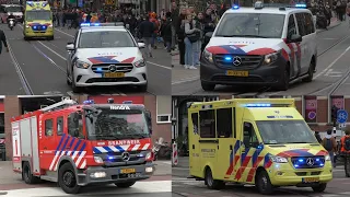 [Koningsdag 2022] Vele Hulpdiensten met spoed onderweg naar meldingen in het Centrum van Amsterdam