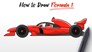 How to Draw Race Car (Formula 1 one) easy Step By Step