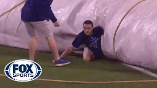 You need to see this Royals grounds crew member barely escape the tarp