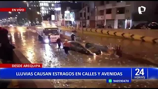 Lluvias en Arequipa: carros quedan atrapado en intercambio vial de Lambramani tras inundación
