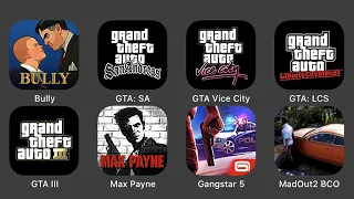 Bully, Grand Theft Auto San Andreas, Grand Theft Auto Vice City, Grand Theft Auto Liberty City...