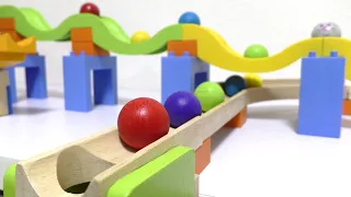 Marble Run Race ☆ TrixTrack Wave Slope & Wooden Stairs Course Compilation Long Video 30min