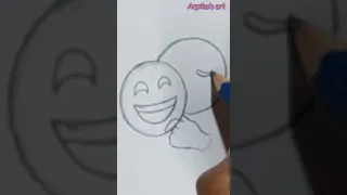 smile outside😄 & sad inside😢emoji drawing #very easy drawing with pencil sketch #sorts#Arpita's art