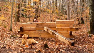 Building a Square Off Grid Log Cabin| Lifting Heavy Logs | Squirrel Confit for Lunch