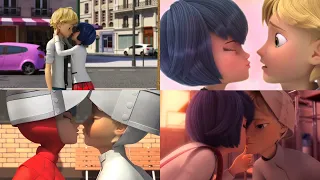 Miraculous Ladybug All Adrigami kisses (mostly almost kisses)🐈‍⬛🐉