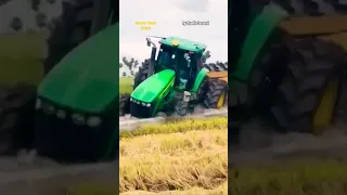 Deere 7930 goes crazy in river side dragging huge cylinder! ! ! [6.8L/220 Hp] #shorts