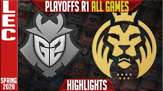 G2 vs MAD Highlights ALL GAMES | LEC Spring 2020 Playoffs Round 1 | G2 Esports vs MAD Lions