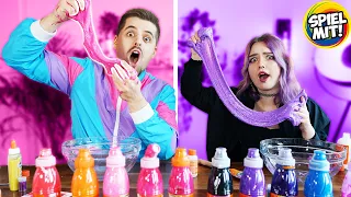 PINK vs. PURPLE SLIME CHALLENGE! KATJA vs. RENE!