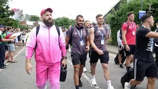 Harlequins players walk from The Stoop to Twickenham for Premiership Final