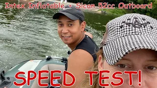 Intex Seahawk 3 Boat with Motor Mount and Sican 52cc 2-Stroke Outboard Engine MPH Speed Test